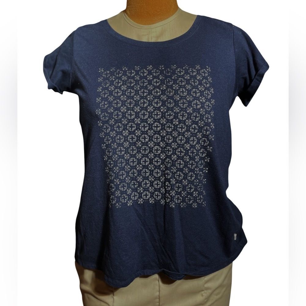 Navy Blue Geometric Patterned Women's Top by Roxy beach wear with Open Back M